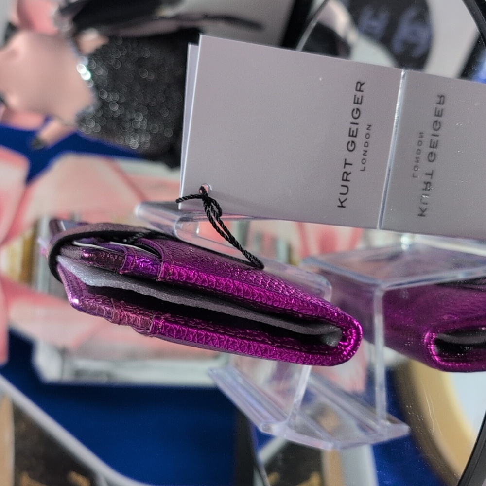 Kurt Geiger London Kensington Multi Card Holder In Metallic Fuchsia Leather❤️‍🔥 - Picture 6 of 9